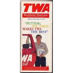  TWA Trans World Airlines Worldwide Time Table December 15 