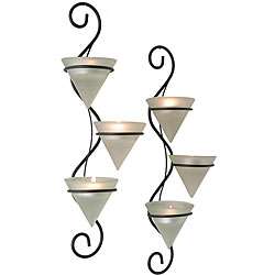 Elongated Frosted Cups Candle Sconces (Set of 2)  