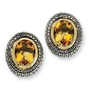  Sterling Silver and 14k 4.60ct Citrine Earrings Jewelry