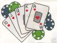 POKER CARDS & CHIPS CROSS STITCH PATTERN counted  