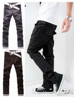   Mens Students Trendy Korean Slim Fit Pocket Design Casual Pants  