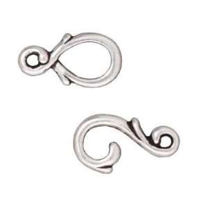  Silver Plated Pewter Vine Hook And Eye Clasp 7mm (1 Set 