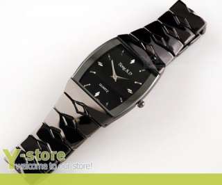 Men Square Face Black Stainless Steel Wrist Watch W252  