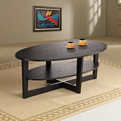 Giza Black 2 tiered Oval Coffee Table  