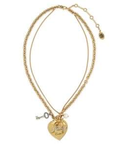 Juicy Couture HEART ROSE CHARM LAYERED NECKLACE NEW AUTHENTIC  