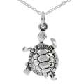 Sterling Silver Lab Created Opal Sea Turtle Necklace  