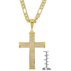 14k Gold Overlay Cross with CZ Hip Hop Necklace  