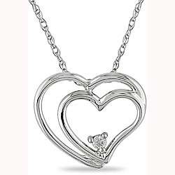   Gold Diamond Double heart Pendant Necklace (I J, I2)  