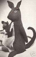 Kangaroos Stuffed Animal Toy Knitting Pattern Vintage  