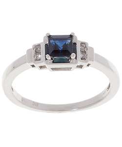 14k White Gold Sapphire Diamond Ring  