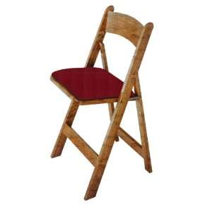  Kestell Spanish Oak Folding Chair with Burgundy Fabric 