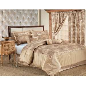  7Pcs King Regency Bed in a Bag Comforter Set Beige