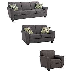 Mirage 3 piece Grey Fabric Sofa, Loveseat, and Chair Set   