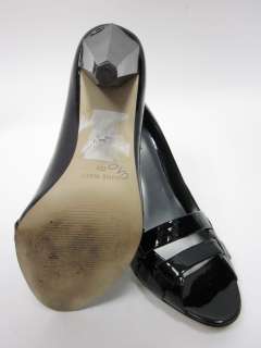 NINE WEST Black Patent Leather Open Toe Pumps Heelz 7.5  