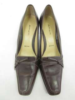 You are bidding on a pair of AMALFI Brown Leather Bow Pumps Loafers Sz 