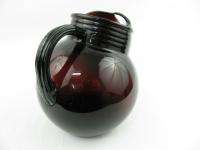 Anchor Hocking Royal Ruby Red Glass Small Ball Pitcher Ice Lip Juice 
