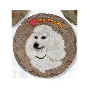  WHITE POODLE Dogs Garden STEPPING STONE or PLAQUE New 