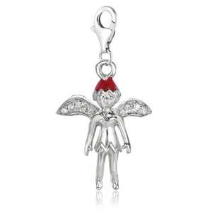    Sterling Silver Enamel & Crystal clip on Tinkerbell charm Jewelry