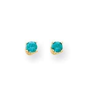 Blue Zircon Earrings in 14k Yellow Gold