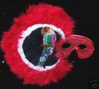 Red Parrot Head Sequin Masquerade Mask Buffet Costume  