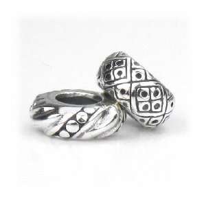 Bella Fascini European Charm Bracelet Spacer Set, Dot Twist & Diamond 