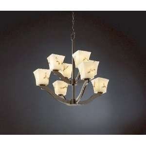  Square Shade 8 Double Uplight Chandelier Bronze
