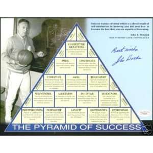  John Wooden UCLA Bruins SIGNED Pyramid Plaque Card JSA 