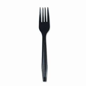   Full Length Polystyrene Cutlery, Fork, 1,000/Carton, Black Office