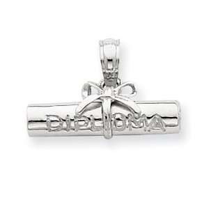  Rolled Diploma Pendant in 14k White Gold Jewelry