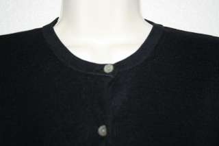 Women TALBOTS Cardigan Medium Sweater SILK Black Top Jacket Shirt Work 