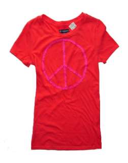 NWT Womens American Eagle AE Orange Peace Sign Fashion T Shirt NEW 
