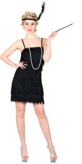 Black Flapper Charleston 20s Fancy Dress Ladies Costume  