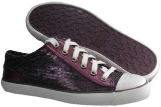 New $98 Coach Gema Sequins Women Shoe US 8.5 Eggplant Purple  