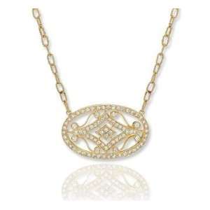    14k Yellow Gold Filigree 1.20 Carat Diamond Necklace Jewelry