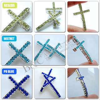   clear Crystal 12 color European CROSS charm Loose Beads fit Bracelet