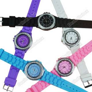   Silicone Crystal Men Lady Jelly Wrist Watch Gifts sports Cute  