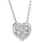 14ct Round Diamond Heart Shaped Pendant Necklace in 14k White Gold G 