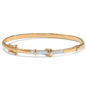   Jewelry Diamond Acc. 10k Gold Buckle Bangle Bracelet 7 1/4 Jewelry