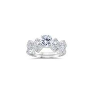  1.33 Cts Diamond Matching Ring Set in 14K White Gold 3.5 