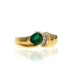  1.03 Carat Emerald & Diamond Ring 18k Yellow Gold Jewelry