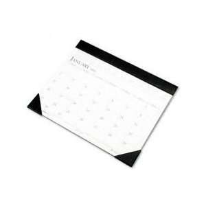   12 Month Desk Pad Calendar for 2009 In Simulated Black Leather Holder