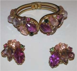   Parure D&E JULIANA Rhinestone Glass Clamper Bracelet & Earrings Set