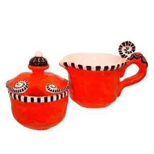   Red Taxi Creamer and Sugar By Judie Bomberger