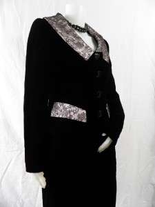 Patricia Rhodes Couture Size 8 Black Velvet Uber Suit  