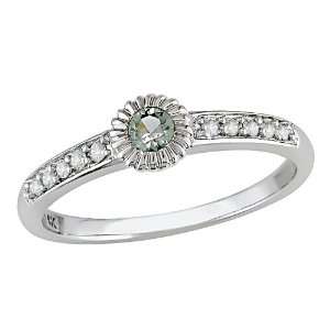   Gold 1/10 ctw Diamond (H I J, I1 I2) and Green Sapphire Ring Jewelry