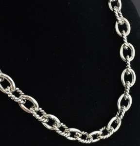  Pollack Sterling Silver Cable Rope Textured Link Chain Necklace Heavy