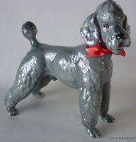 Old KERAMOS Austria Pottery GREY POODLE Dog Fig 7 1/4  