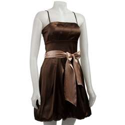 Oleg Cassini Womens Brown Stretch Satin Dress  
