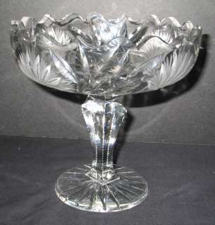 ANTIQUE ABP CUT GLASS 8“ TALL HEAVY COMPORT COMPOTE  