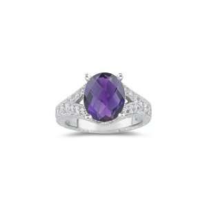  0.63 Cts Diamond & 2.40 Cts Amethyst Ring in 18K White 